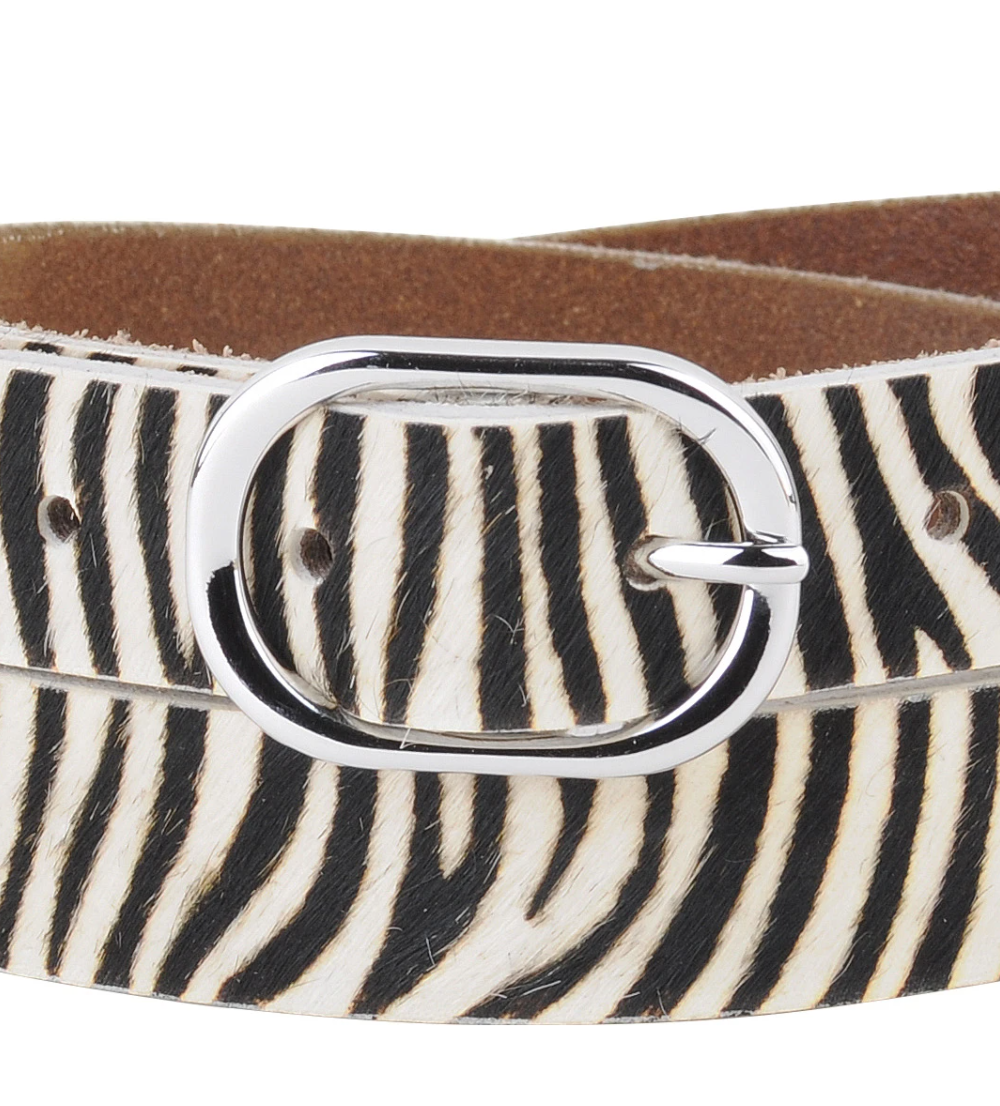 Wildin Out Hair On Hide Leather Zebra Print Belt 1 Inch Wide