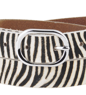 Wildin' Out Hair On Hide Leather Zebra Print Belt ~ 1 Inch Wide