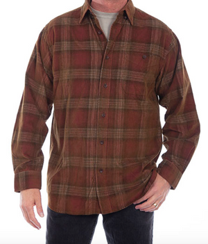 Scully Men's Wine Brown Sherpa Lined Flannel Shirt Jacket (DS)
