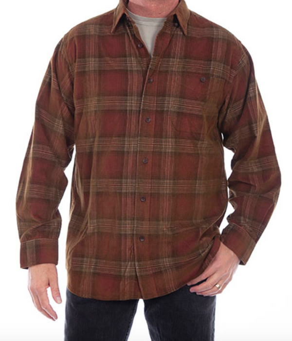 Scully Men's Corduroy Plaid Natural Shirt