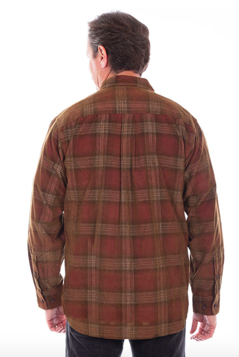 Scully Men's Wine Brown Sherpa Lined Flannel Shirt Jacket (DS)