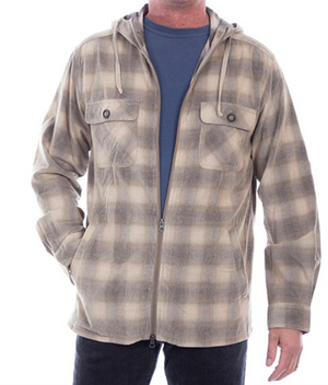 Scully Men's Tan Sherpa Lined Plaid Flannel Shirt Jacket (DS)