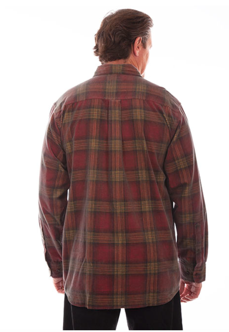 Scully Men's Red Corduroy Plaid Button Up Shirt (DS)