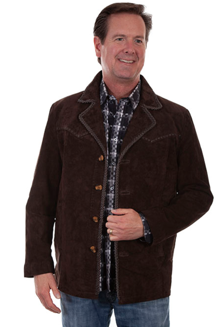 Scully Men's Espresso Boar Suede Coat (DS)