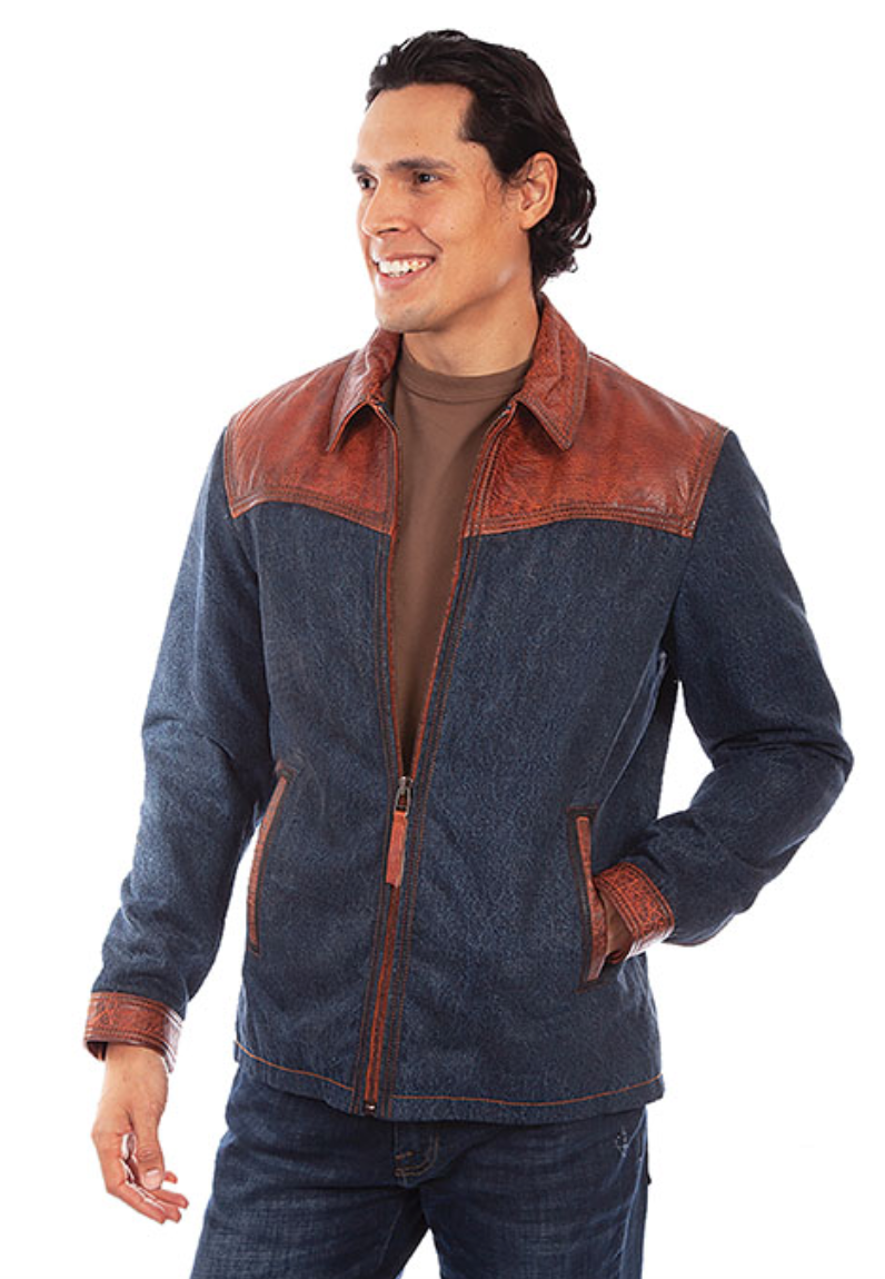 Scully Men's Denim & Leather Trim Jacket (DS)