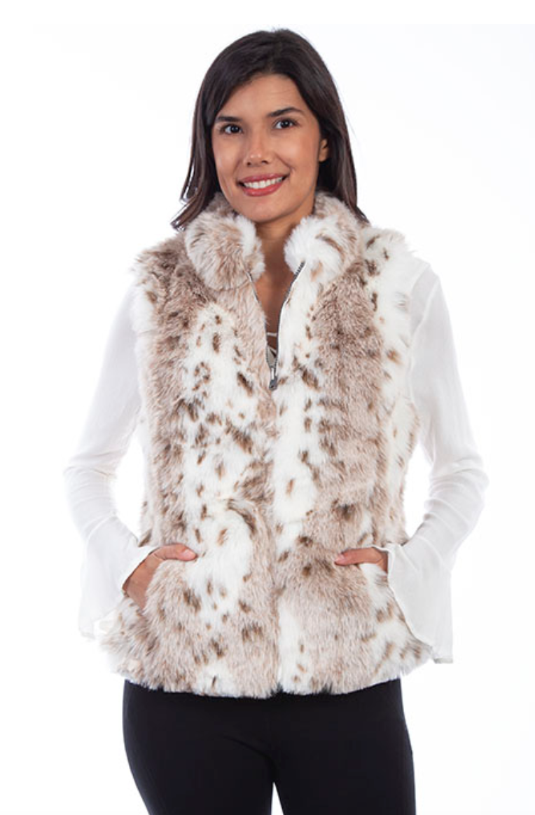 Snow Leopard Faux Fur Vest by Scully (DS)