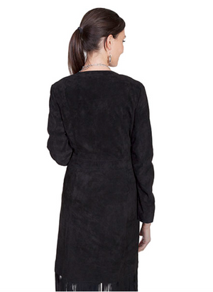 Black Boar Suede Fringe Maxi Coat by Scully (DS)