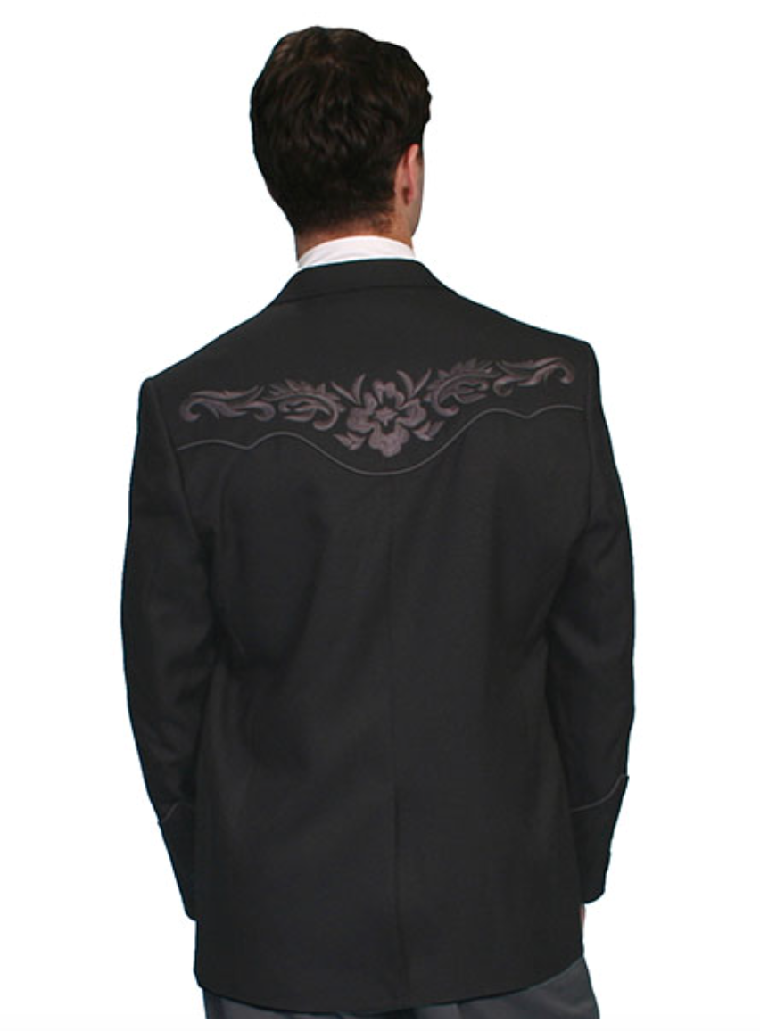 Scully Men's Black Western Blazer with Charcoal Embroidery (DS)