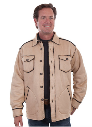 Scully Men's Tan Contrast Trim Sherpa Lined Jacket (DS)