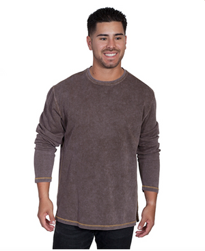 Scully Men's "Ribbed Long Sleeve" in Bark (DS)