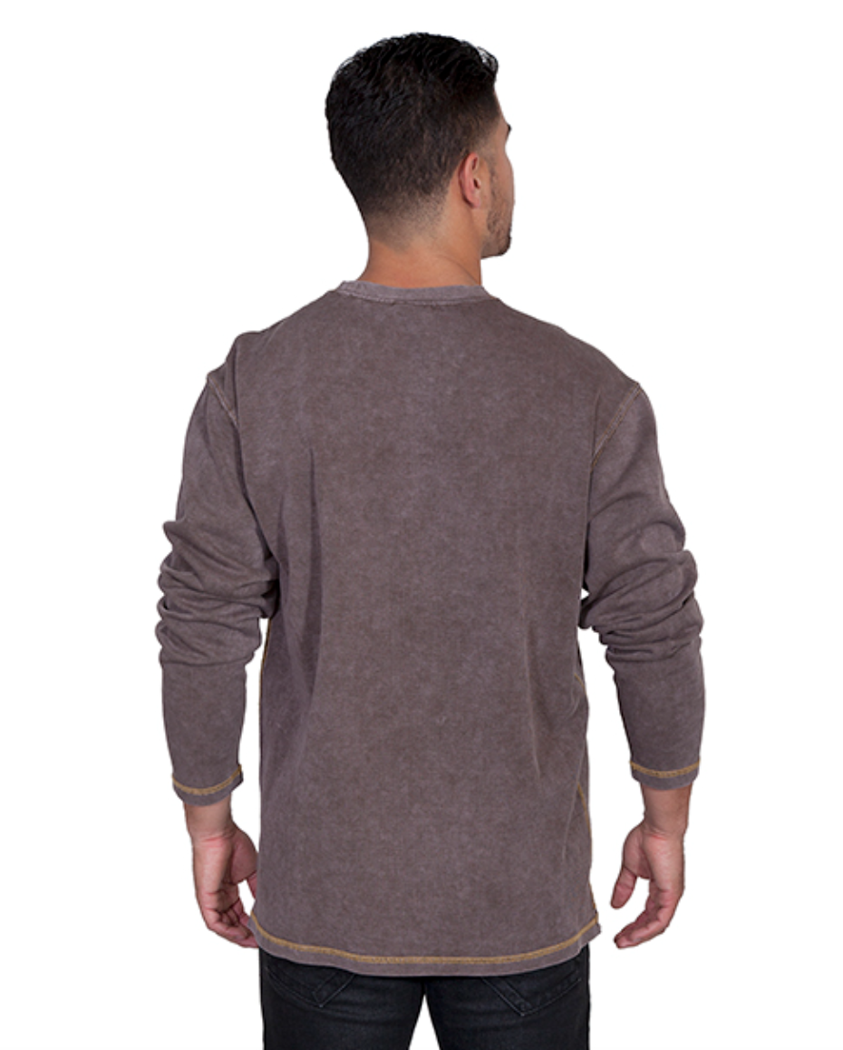 Scully Men's "Ribbed Long Sleeve" in Bark (DS)