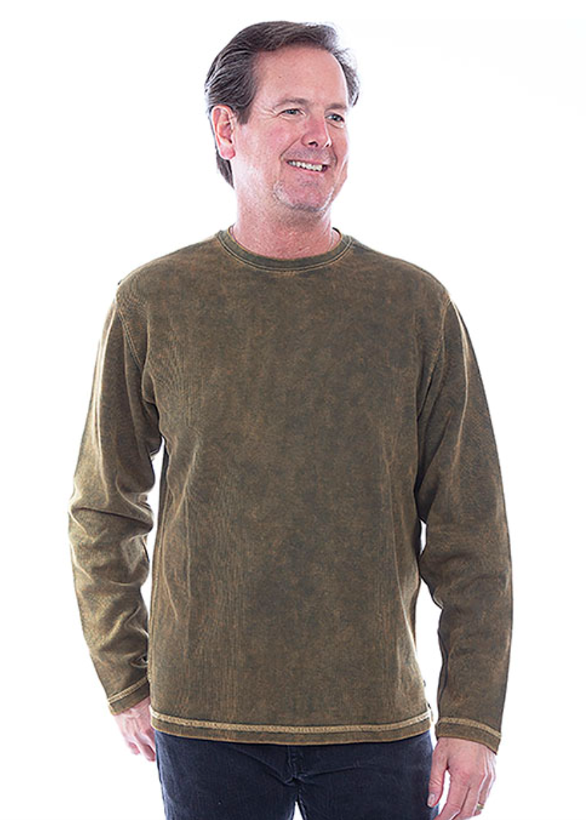 Scully Men's "Ribbed Long Sleeve" in Military Green (DS)