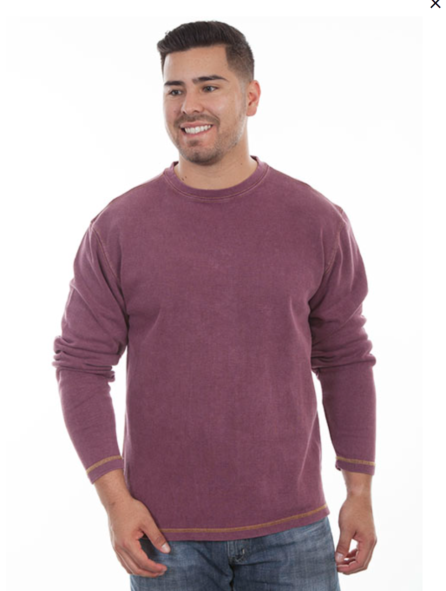 Scully Men's "Ribbed Long Sleeve" in Wine (DS)