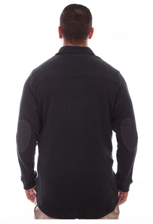 Scully Men's Elbow Patched Button Up in Black (DS)