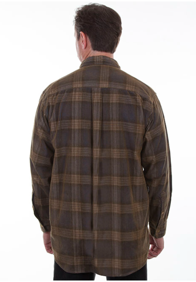 Scully Men's "Corduory Plaid" Navy & Brown Button Up Shirt Shirt (DS)