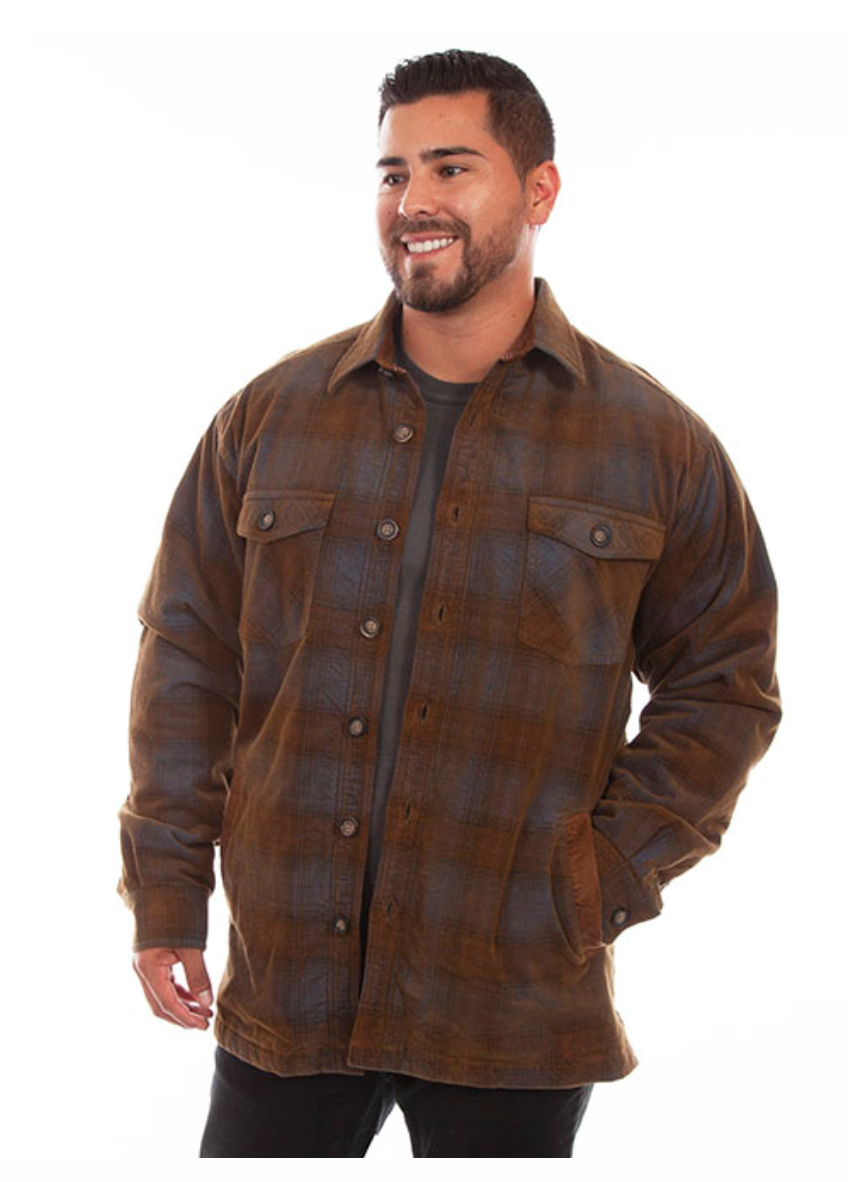 Scully Men's Blue & Brown Plaid Flannel Shirt Jacket (DS)