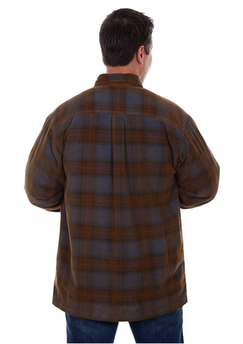 Scully Men's Blue & Brown Plaid Flannel Shirt Jacket (DS)