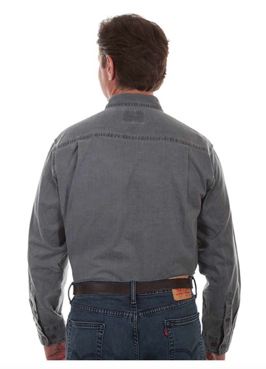 Scully Men's Vintage Cotton Slub Button Up Shirt in Charcoal (DS)