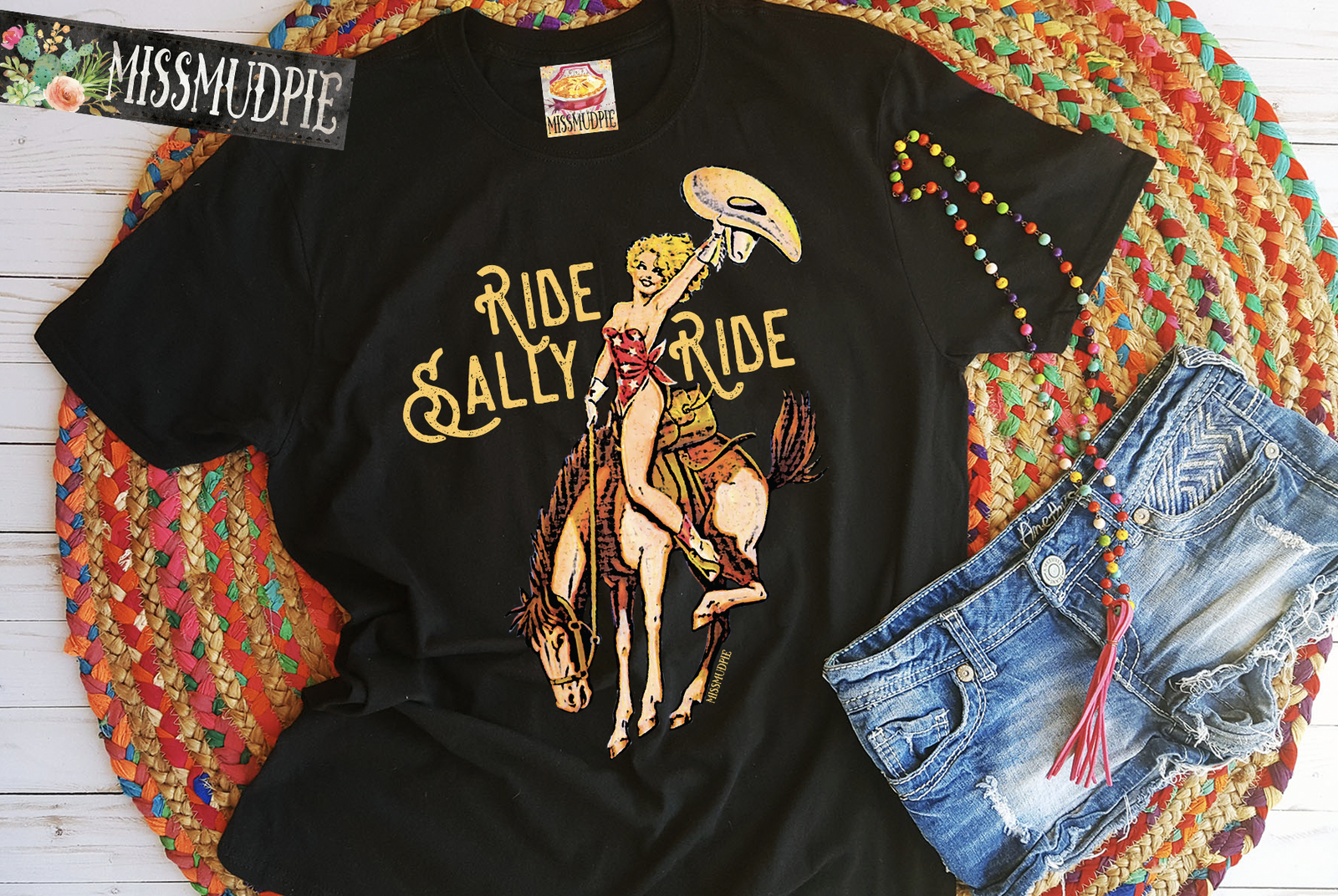 Ride Sally Ride Black Graphic Tee (made to order) LC