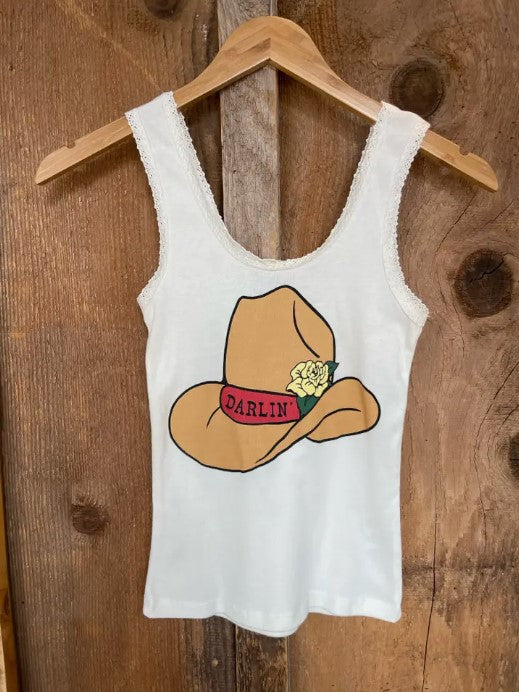 Darlin' Cowgirl Hat Texas Rose Lace Tank