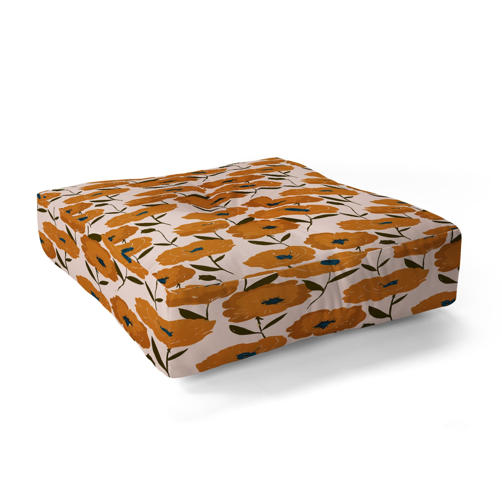 "Ole Poppies Playground" Floor Pouf Pillow Square (DS)