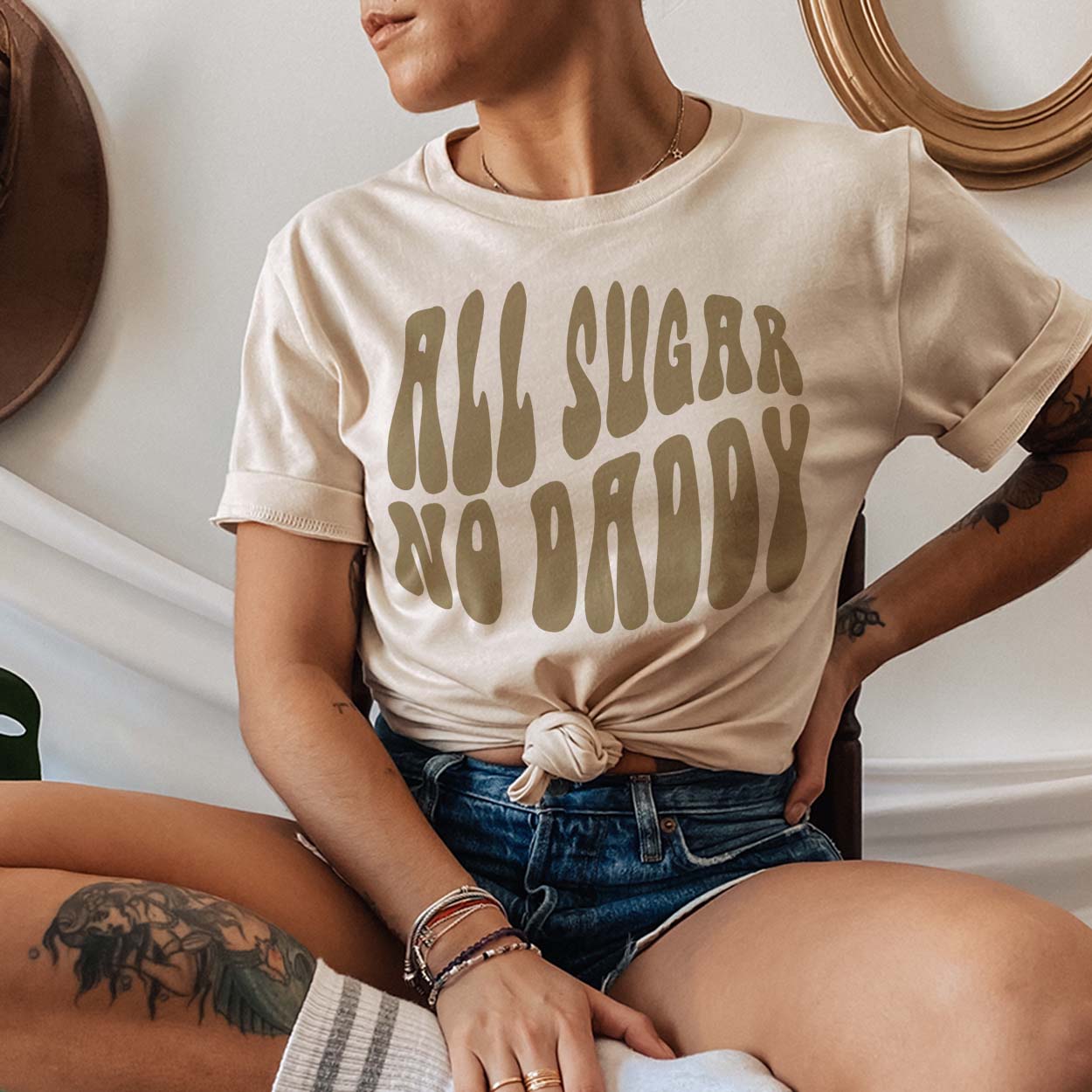 All Sugar No Daddy Mama & Me Cream Graphic Tee (made 2 order) LC