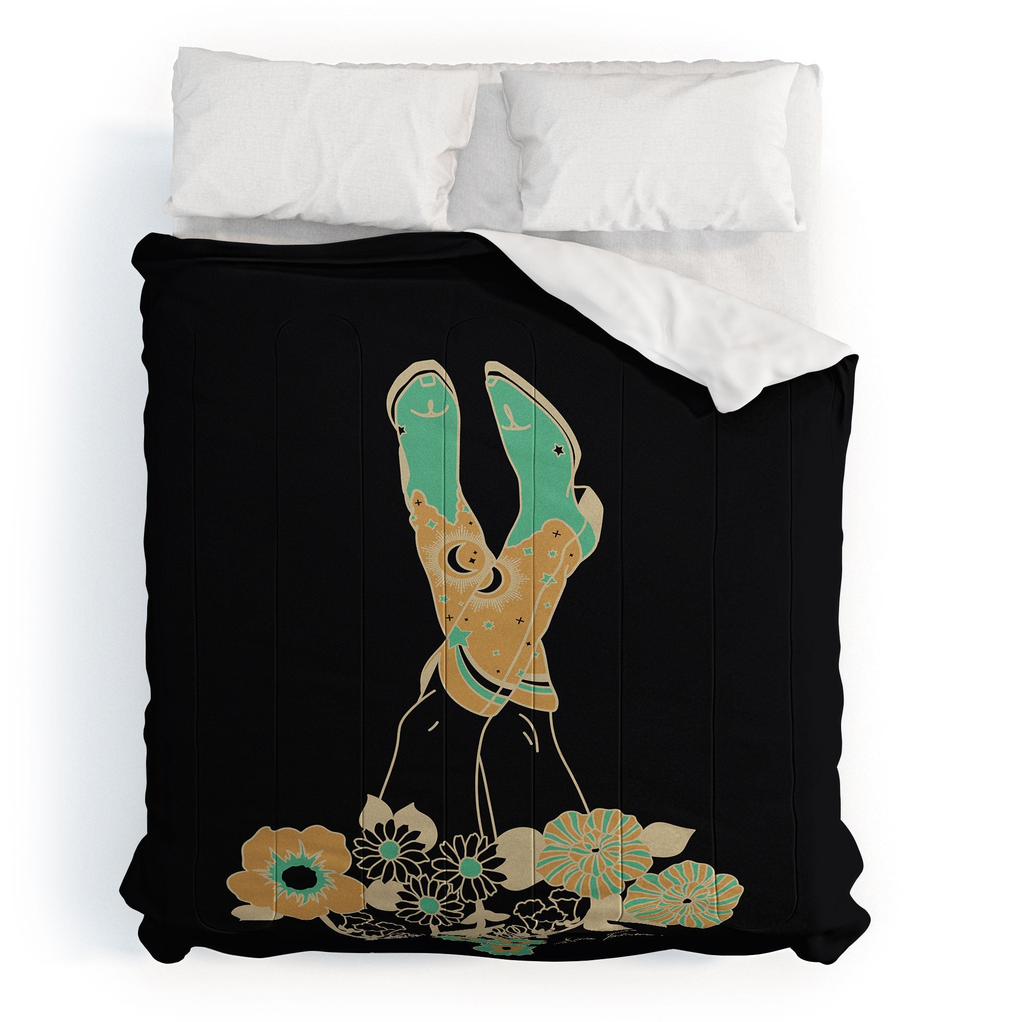 Love Stoned Cowboy Boots Emerald Comforter &/or Bed in a Bag Set (DS) DD