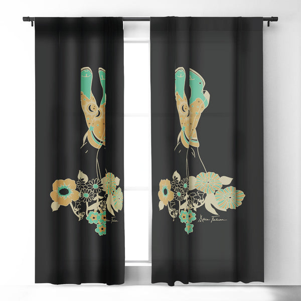 Love Stoned Cowboy Boots Emerald Blackout Window Curtains (DS) DD - Lil ...