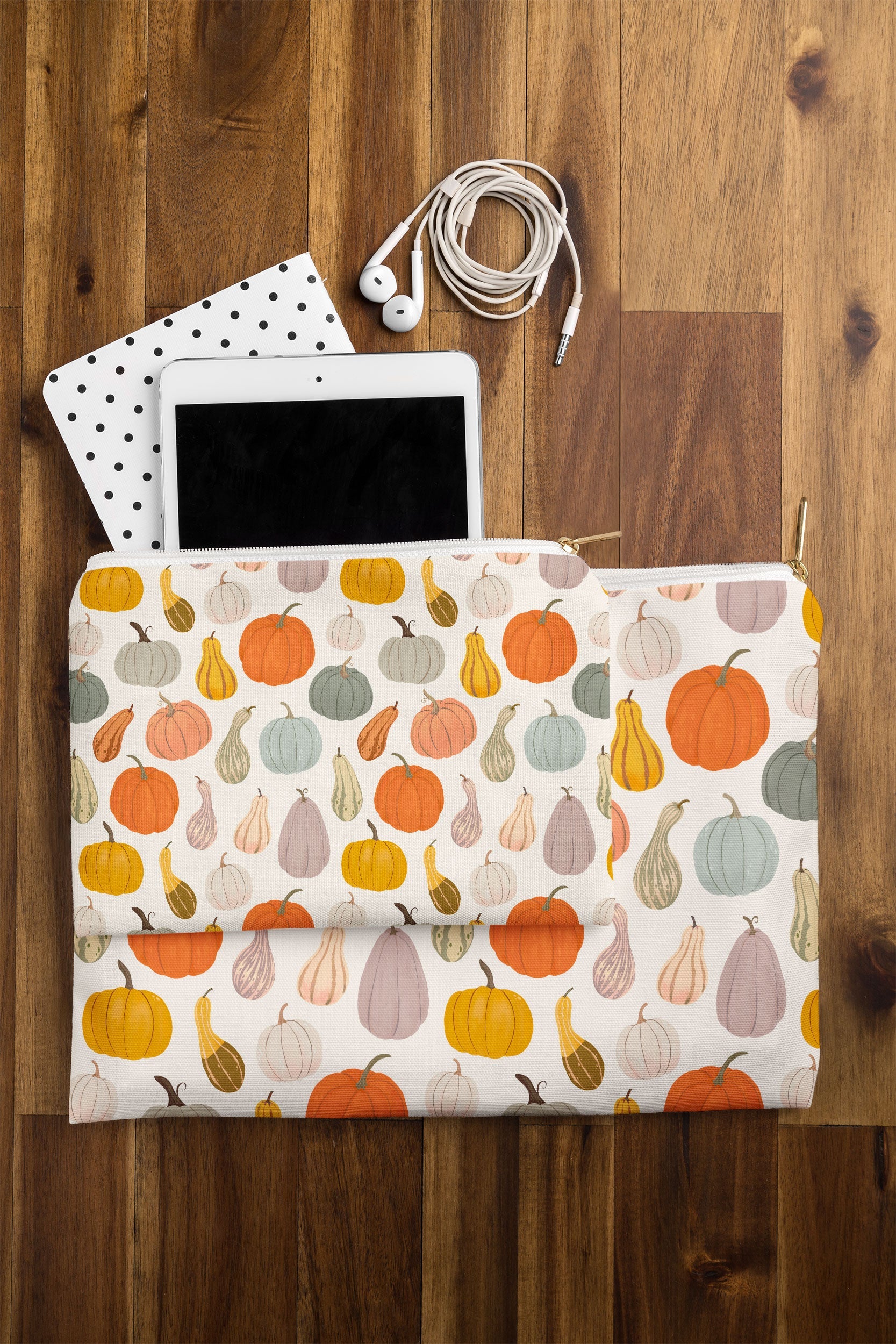 Fall Pumpkin Zipper Travel Pouch (DS) DD