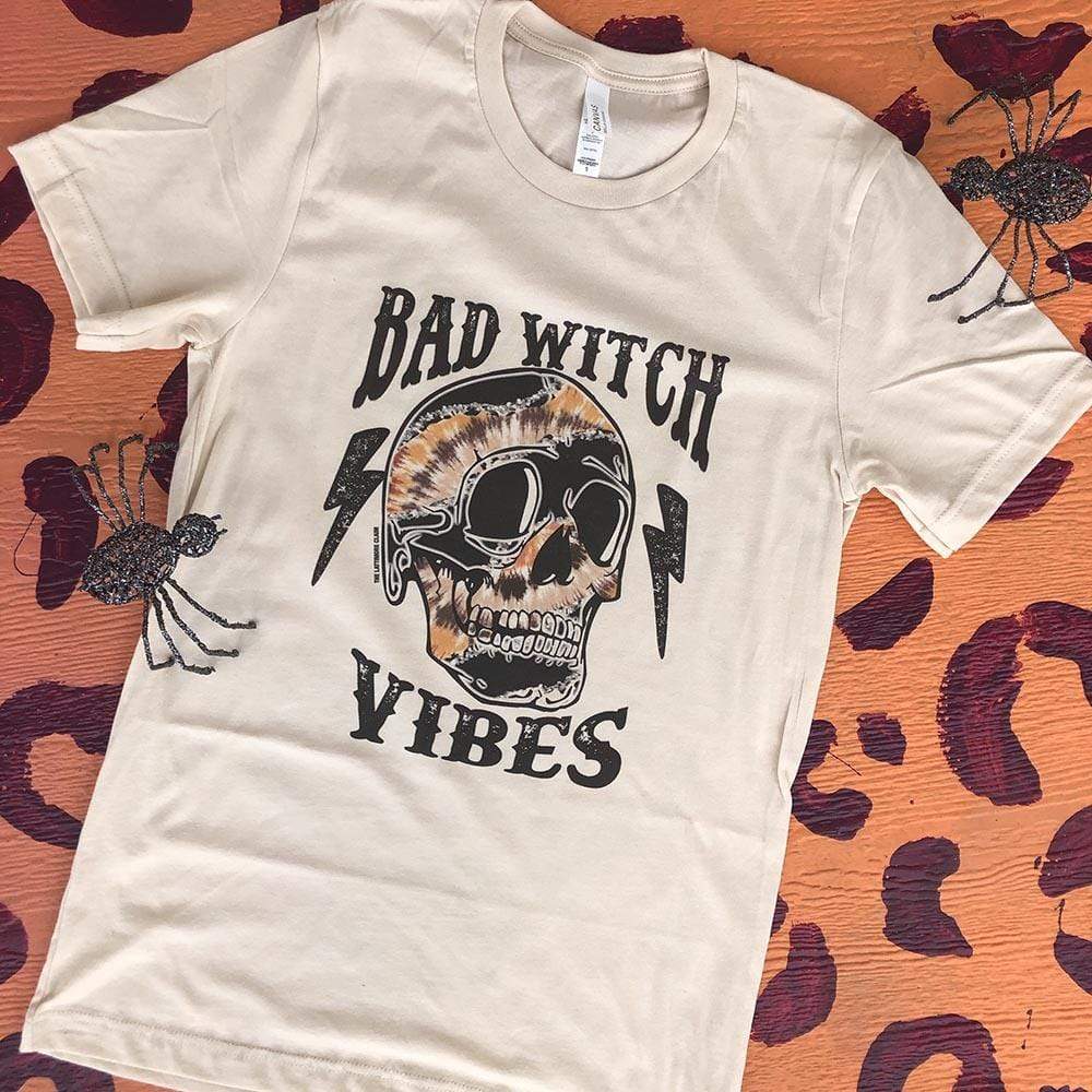 Bad Witch Vibes Skull Cream Graphic Tee (made 2 order) LC