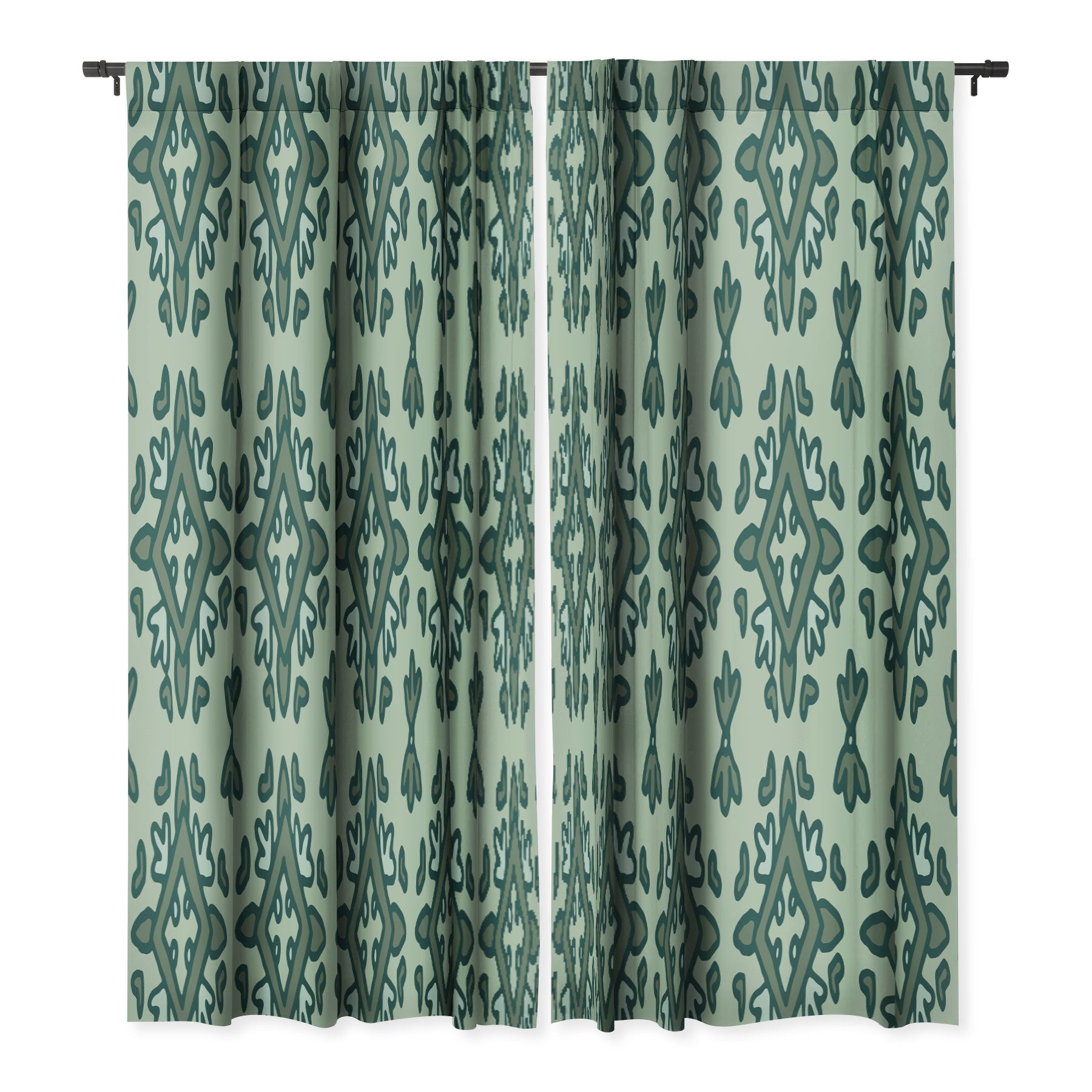Rous Green Blackout Window Curtains (DS) DD