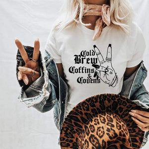 Cold Brew Coffins & Covens Graphic Tee (made 2 order) LC