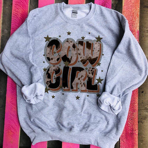 Cow Girl Graphic Sweatshirt (made 2 order) LC