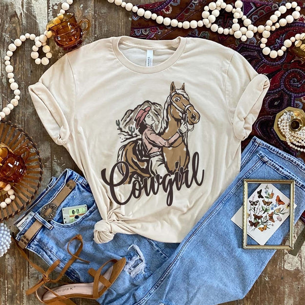 Ridin Graphics Cowgirl Ridin' Graphic Tee (made 2 order) LC - Lil Bee's Bohemian