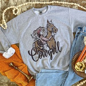 Cowgirl Ridin' Graphic Sweatshirt (made 2 order) LC