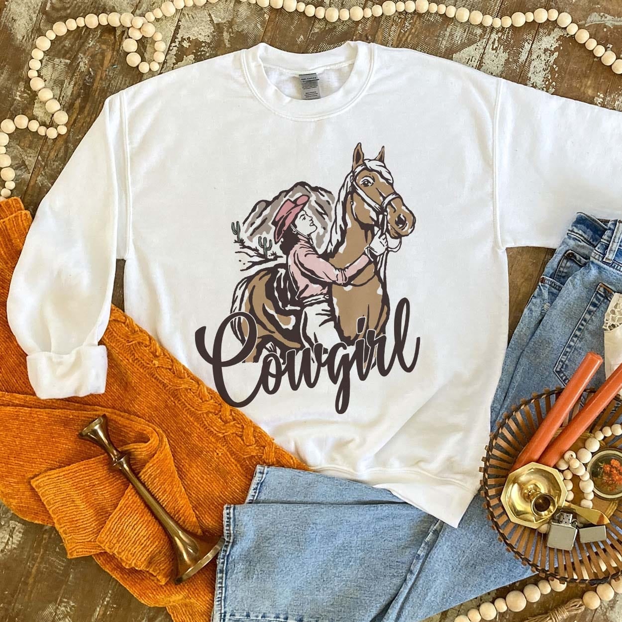 Cowgirl Ridin' Graphic Sweatshirt (made 2 order) LC