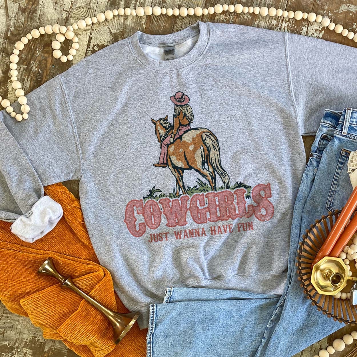 Cowgirls Just Want To Have Fun Graphic Sweatshirt (made 2 order) LC
