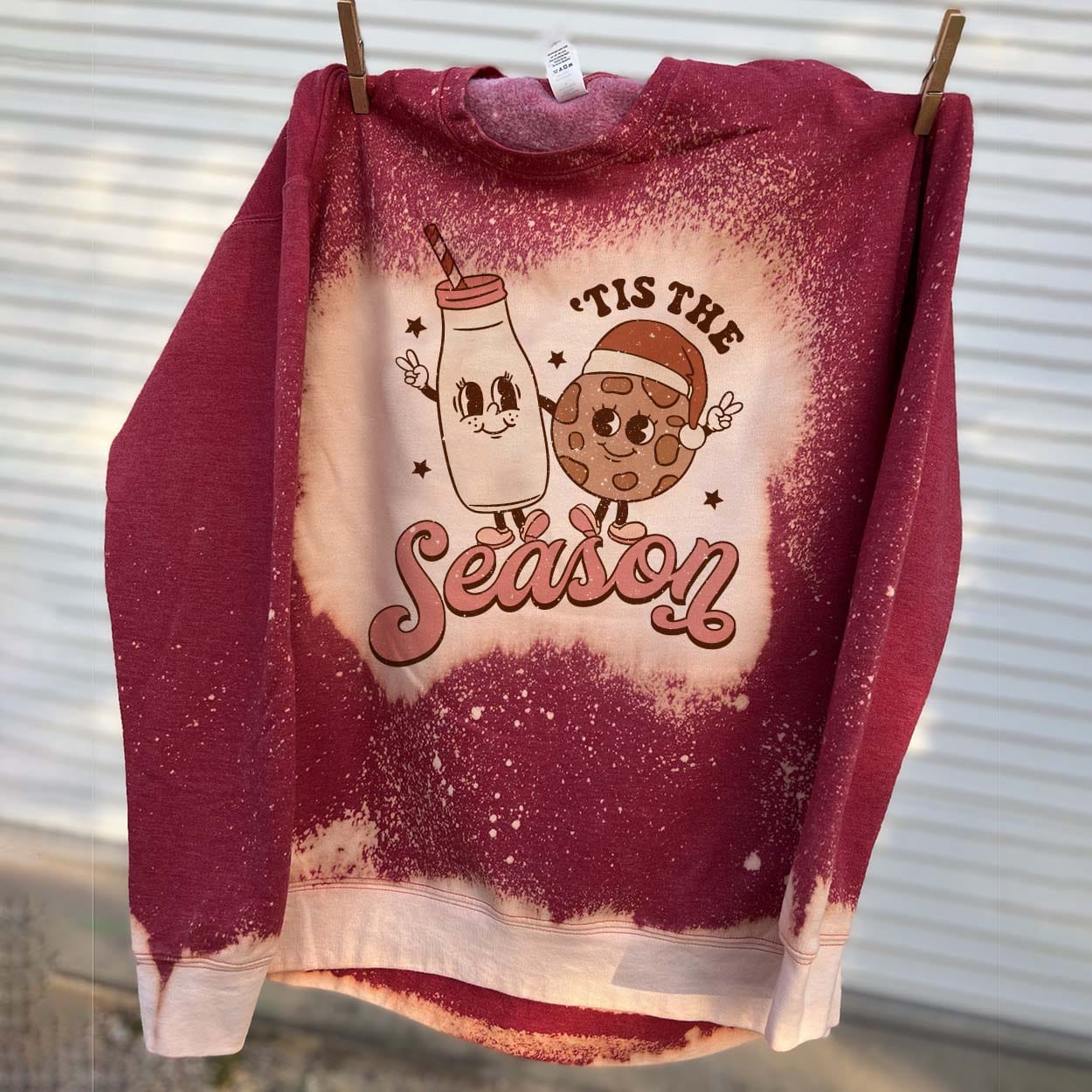 Tis' The Season Christmas Red Bleached Graphic Sweatshirt (made 2 order) LC