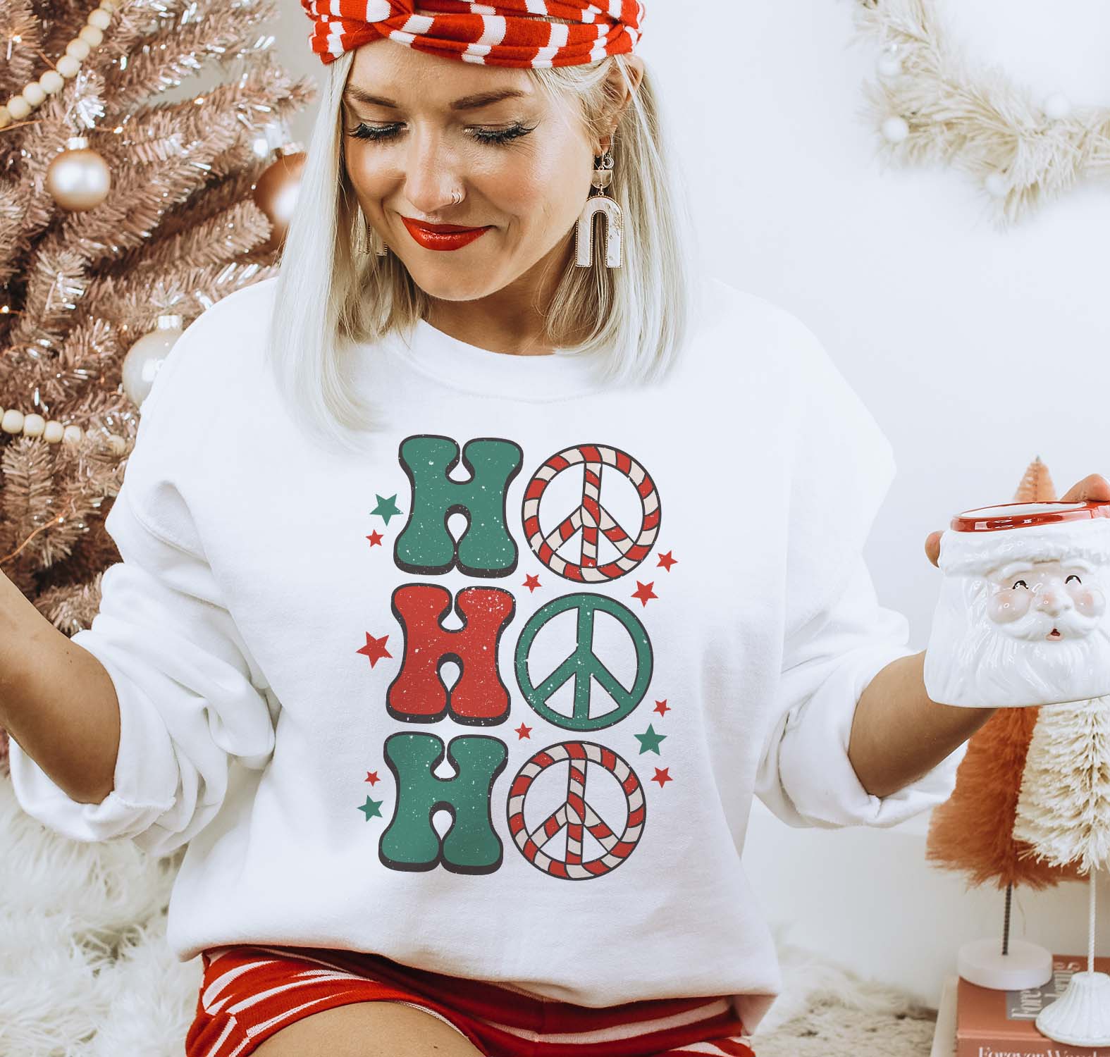 Ho Ho Ho Christmas White Graphic Sweatshirt (made 2 order) LC