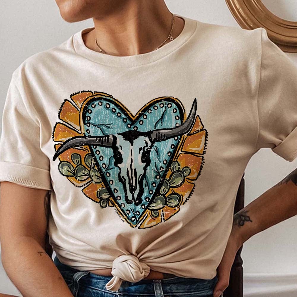 Crooked Longhorn Skull Graphic Tee (made 2 order) LC