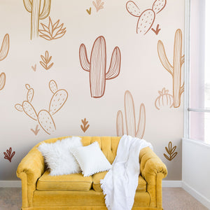 "Ole Cactus Scribble" Wall Mural (DS)