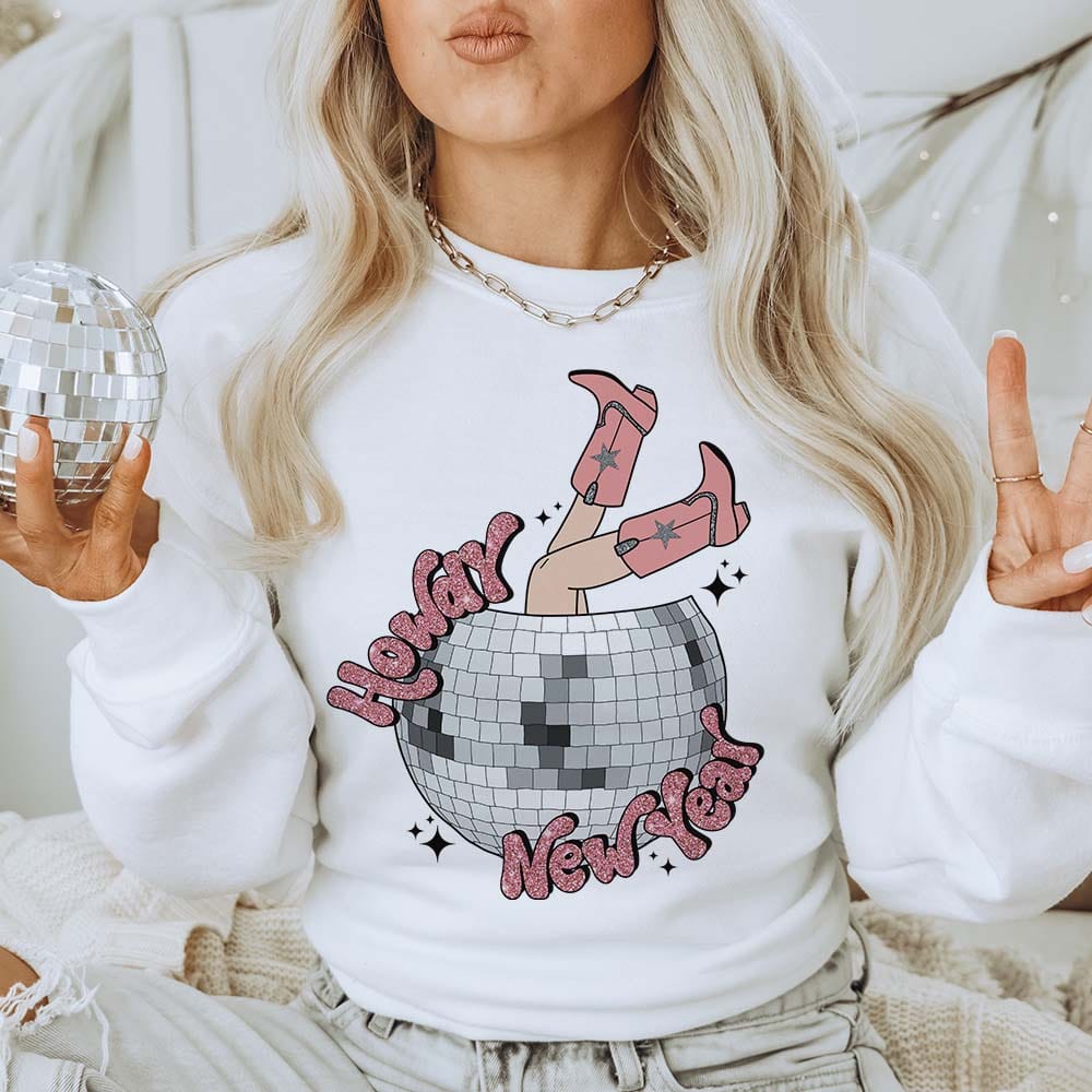 Disco New Years White Graphic Sweatshirt (made 2 order) LC