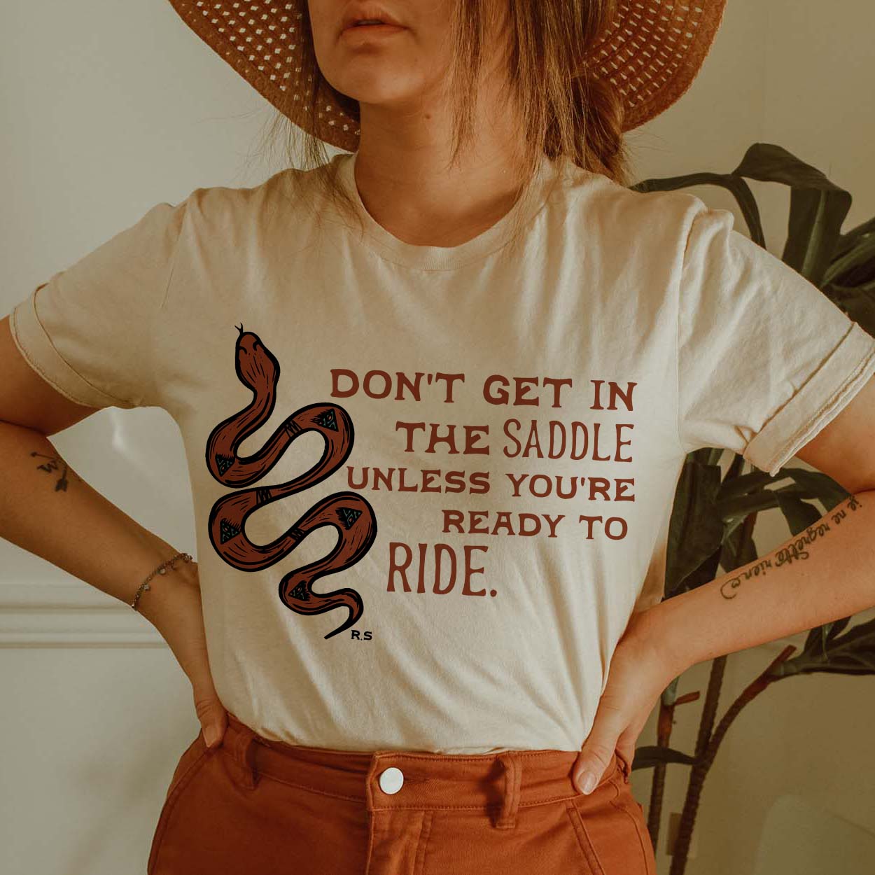 Don't Get In The Saddle Cream Graphic Tee (made 2 order) LC
