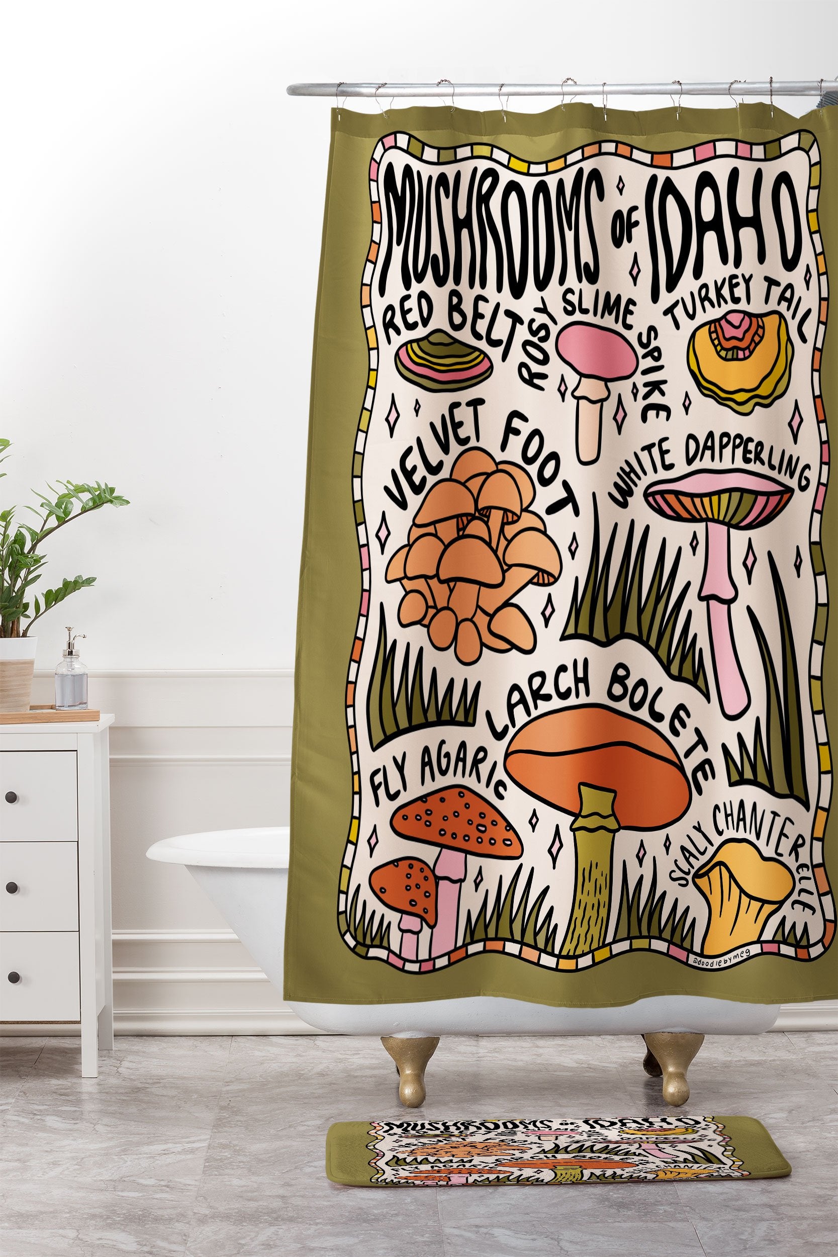 Mushroom Shower Curtain - RED