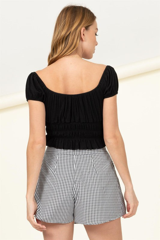 Pretty Lady Puff Sleeve Crop Top