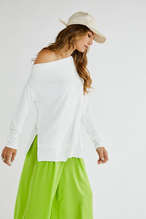 Lay Off Solid Long Sleeve Off The Shoulder Top
