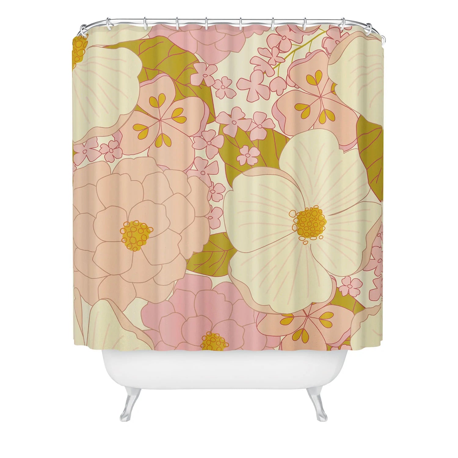 Vintage Pastel Shower Curtain (DS) DD