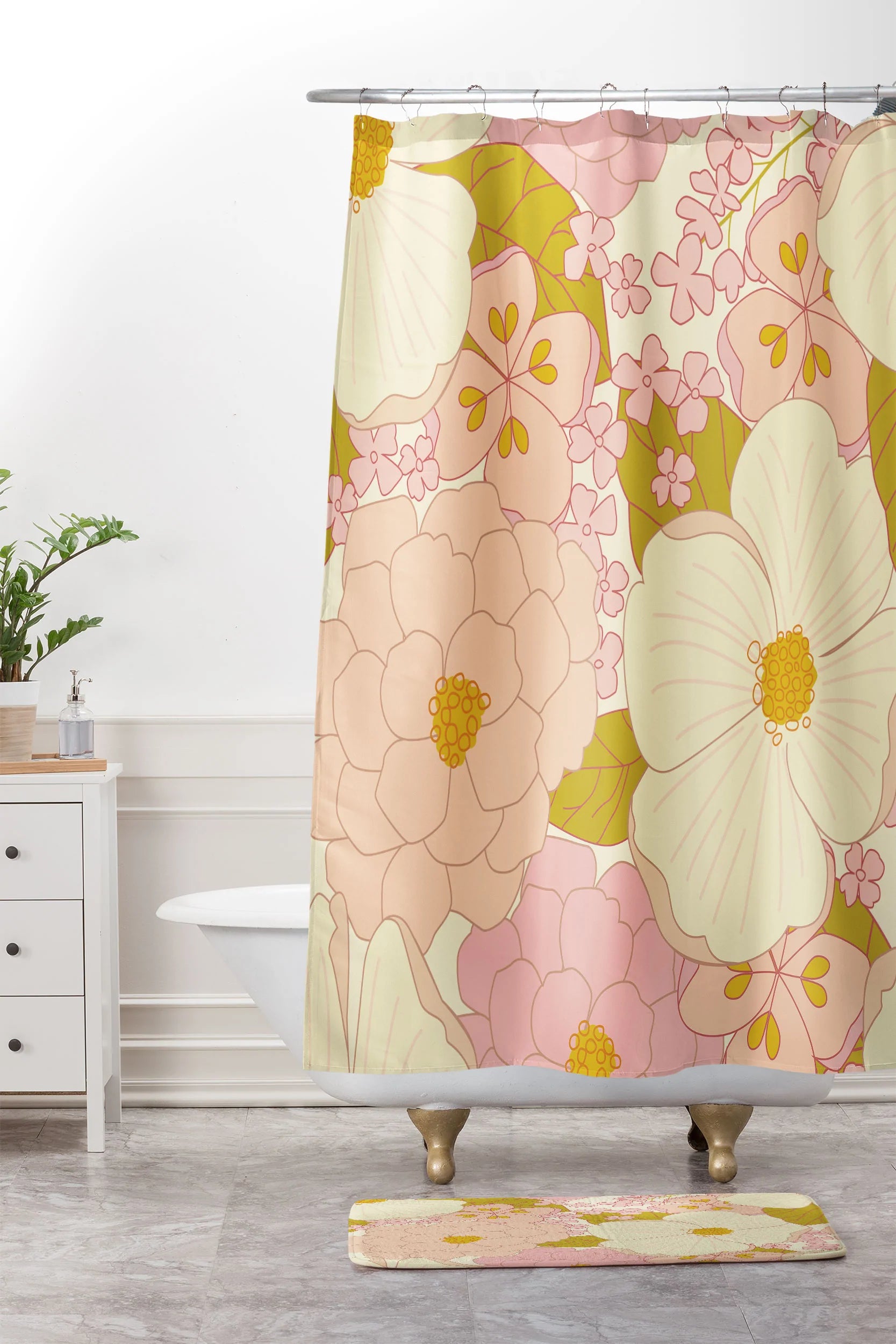 Vintage Pastel Shower Curtain (DS) DD