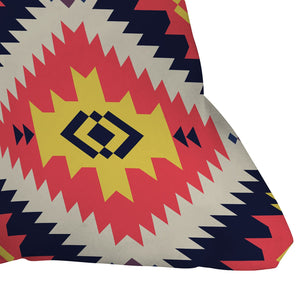 "Ole Coral Cornerstone" Aztec Print Indoor / Outdoor Throw Pillows (DS)