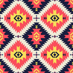 "Ole Coral Cornerstone" Aztec Print Shower Curtain (DS)